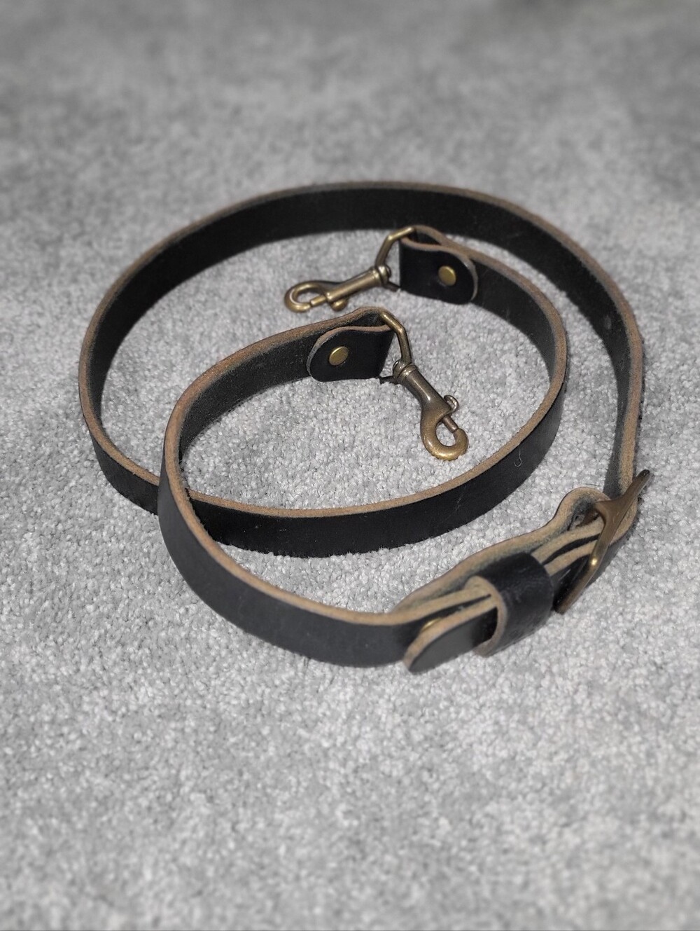 Go Forth Goods  Black Leather Strap with Antique Brass Hardware
